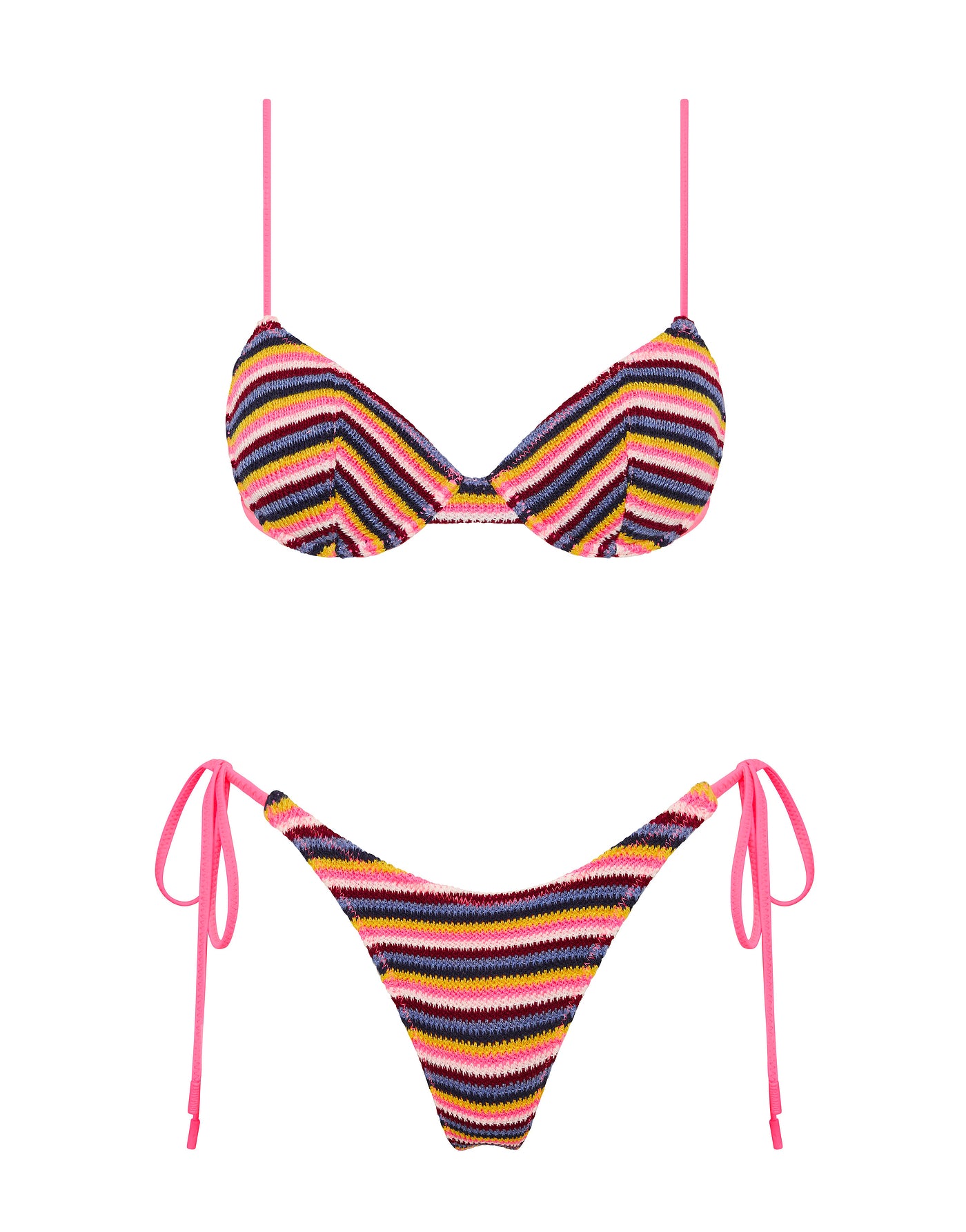 JARA - LONI Stripe Crochet Balconette Bikini Set