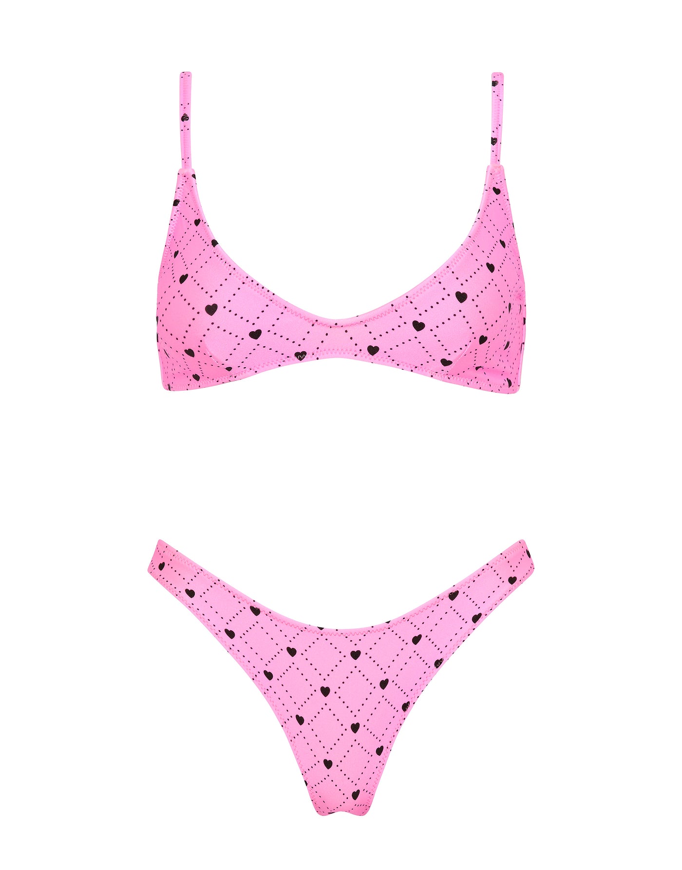 MAIA - CASSI Pink Heart Scoop Bikini Set