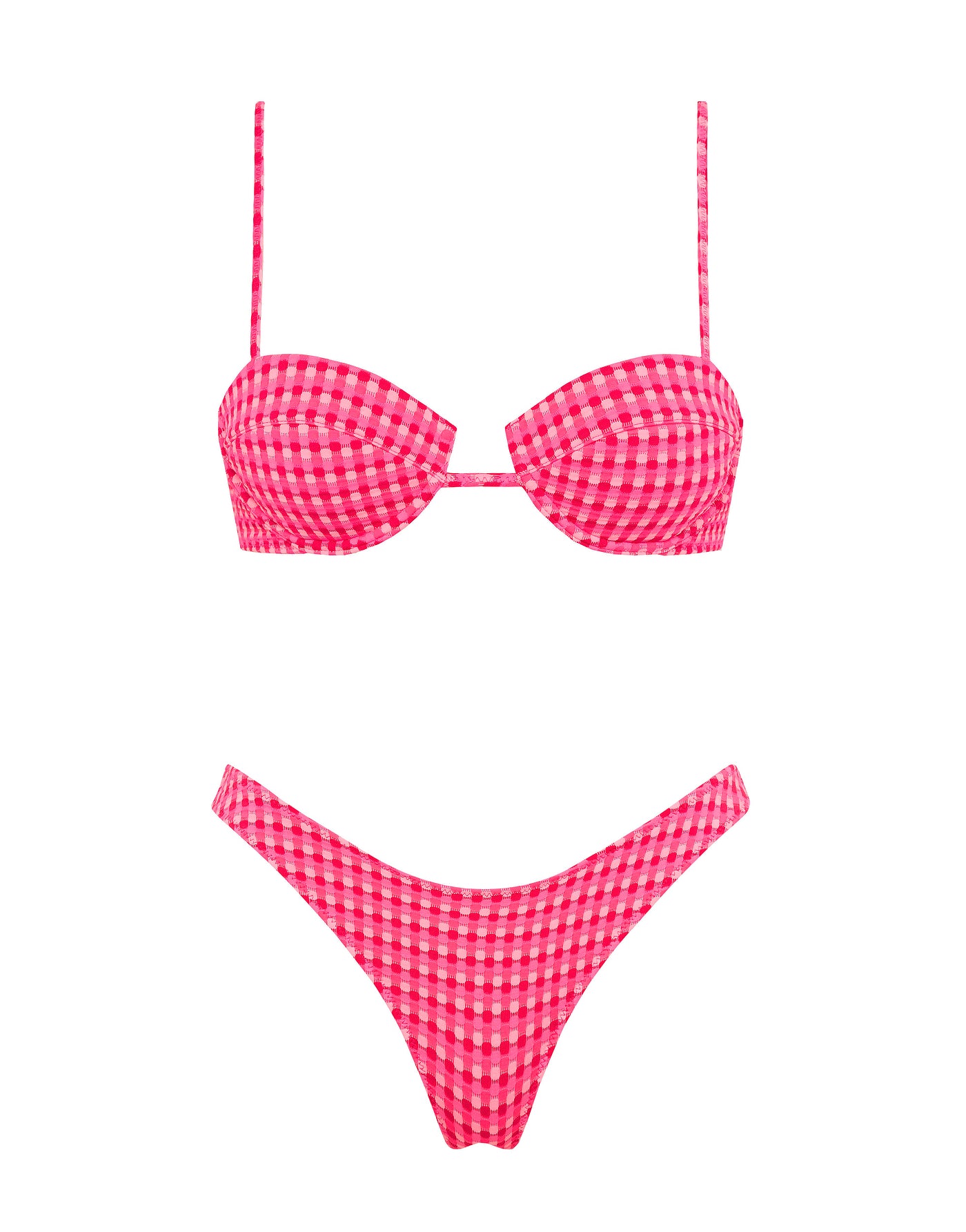 PALMA - ADAO Pink Textured Balconette Bikini Set - Image 6
