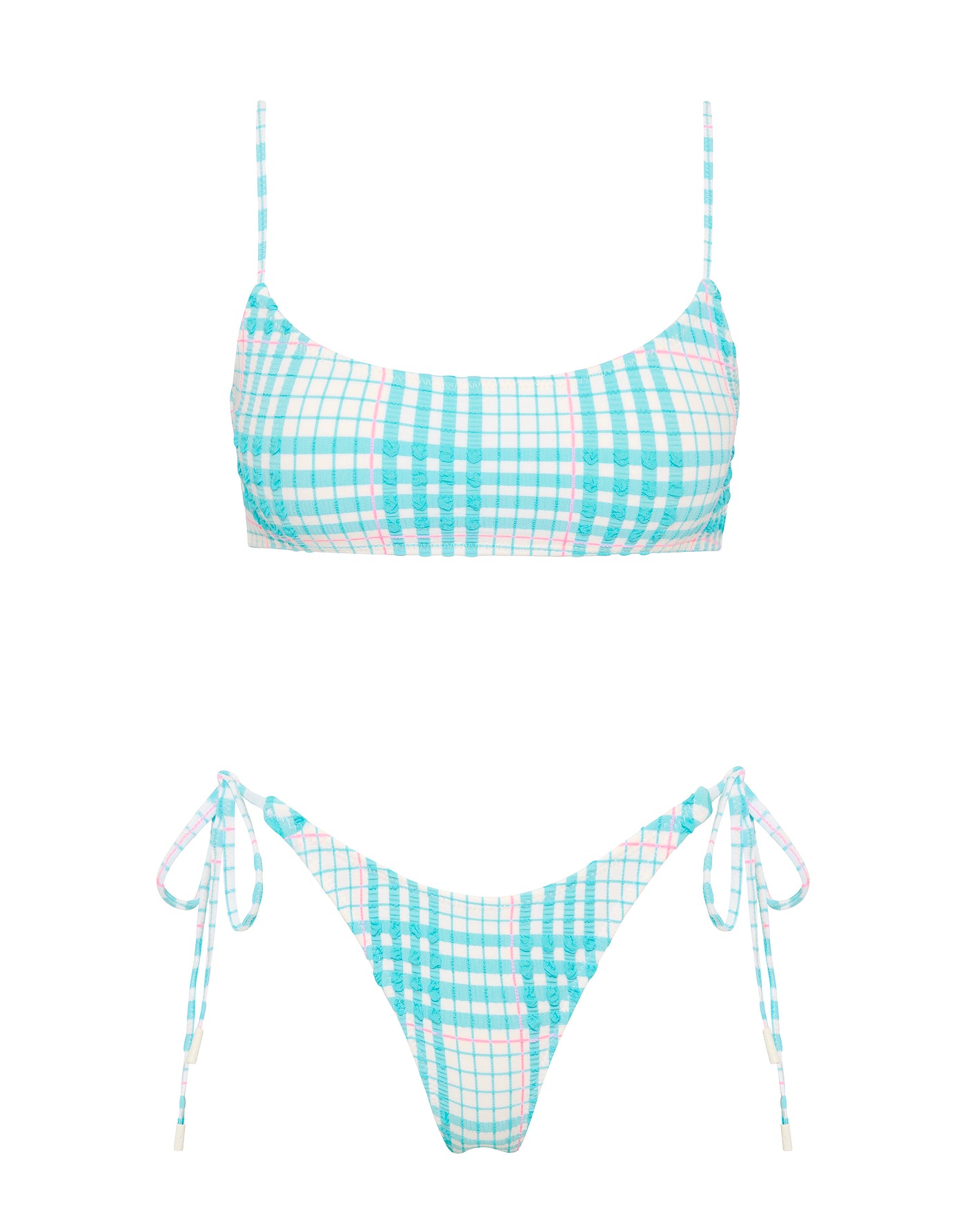 MICA - BLUE BLOSS CHECK Crop Bikini Set - Image 7
